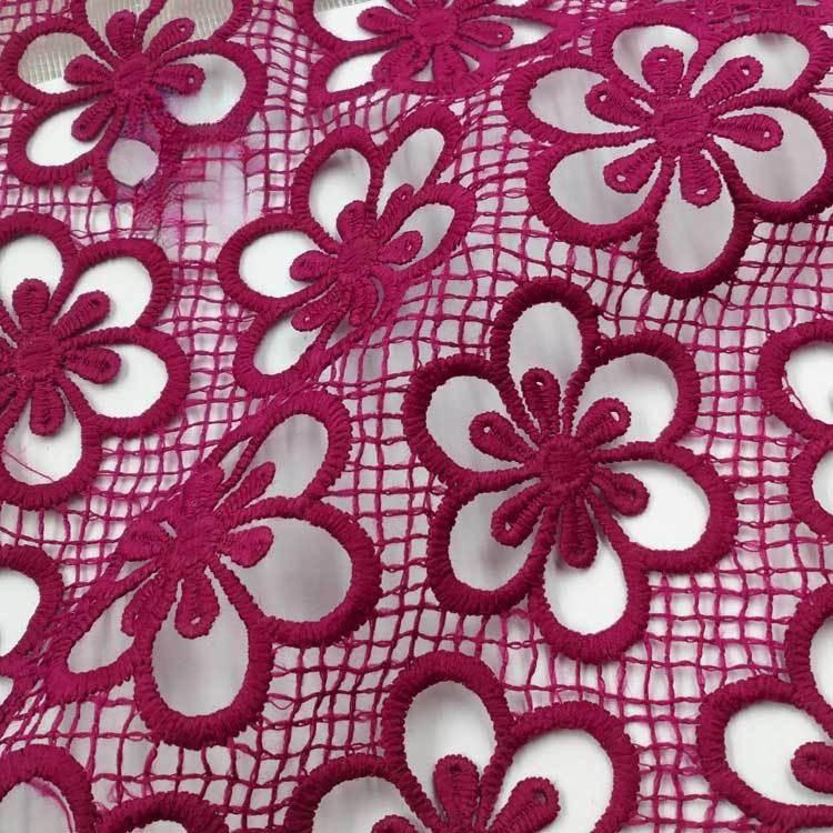Water-soluble Lace Fabric Milk Silk Embroidery Full of Three-dimensional Openwork Embroidery Fabric Dark Purple