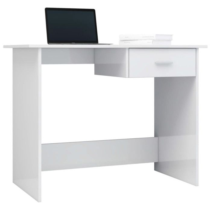 VidaXL Bureau Blanc brillant 100 x 50 x 76 cm Aggloméré