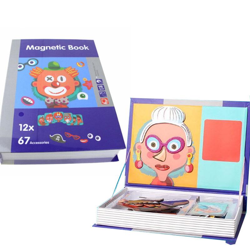 Children Intelligent Magnetic Book Kids Early Education Puzzle Toys Dress Up DIY 3D Puzzles Jigsaw Brain Training Game Gift Toy