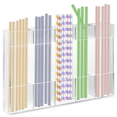 Adhesive Acrylic Straw Holder For Cabinet, Slim Straw Dispenser Inside For Cabinet Door, Reusable Wall Tumbler Organizer