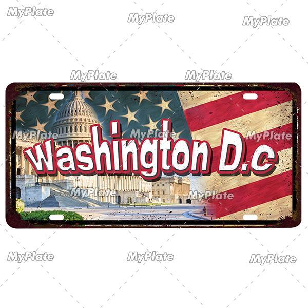 [MyPlate]Vintage America State USA City Licenses Plate Metal Sign Tin Sign Poster Plaque Decor Bar Pub Club Home Wall Decoration