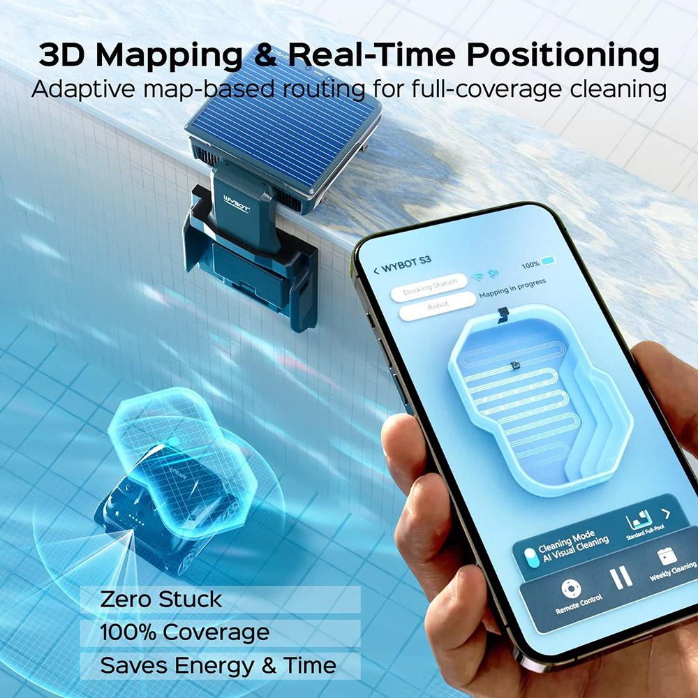 WYBOT S3 Cordless Robotic Pool Cleaner, 3D Mapping & Smart Navigation