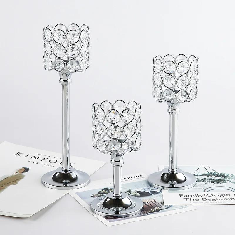 Crystal Candle Holder European Style Candlestick High-end Iron Metal Decoration Handicrafts Hotel Wedding Home Decor Decoration
