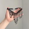 Vintage Multi Layer Black Lace Beaded Necklace Female Stylish Statement Choker