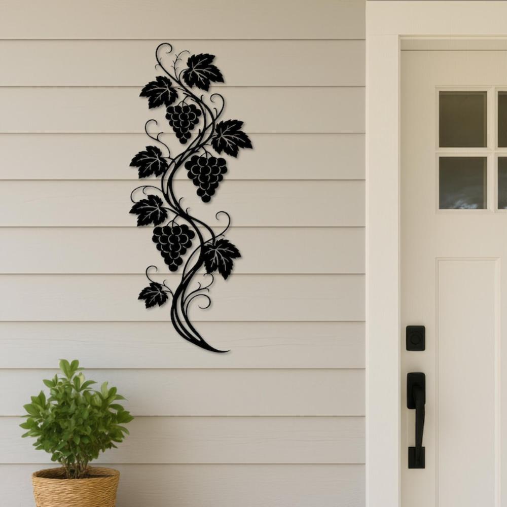 Decoratieve Druivenrank Metaal Wandkunst voor Wijnliefhebbers Rustieke Huis Keuken Decor Wijnmakerij Bord