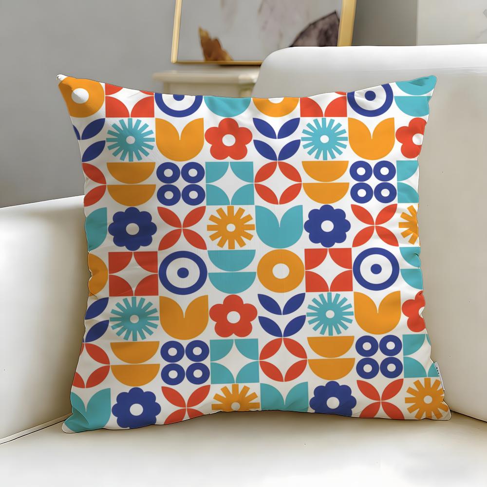 Scandinavian Floral Cushion Cover Soft  EasyWash Pillow Case  Versatile for Couch Bed Travel and Office