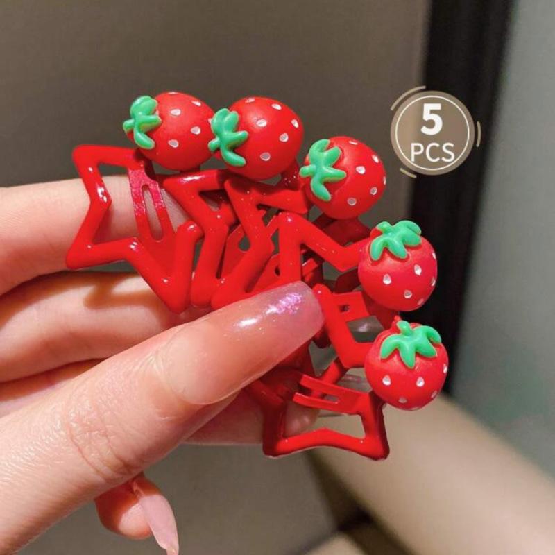 20 Pcs/Lot New Red Star Snap Clip for Girl Waterdrop Barrettes Black Hairpin Women Silver Hair Clip Accessories Kawaii BB Clip