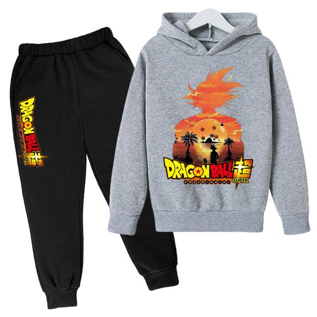 2025 New Anime Dragon Ball Z Hoodie Kids Clothes Boys Baby Girls Clothing Kakarotto Hooded Goku Sweaters Hooded +pants 2pcs