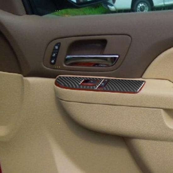 2Pcs Carbon Fiber Front Door Control Cover Trim For Tahoe/Yukon/Silverado/Sierra