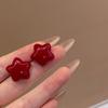 Vintage Wine Red Retro Stud Earrings For Women Dripping Oil Love Heart Shape Round Square Geometric Earring High Sense Jewelry