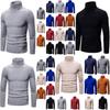 Men's Long Sleeve Solid T Shirt Cozy High Neck Turtleneck Pullover Sweater Top Ideal For Cool Days