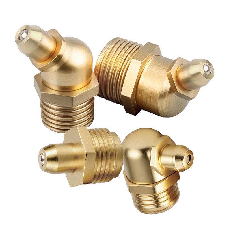 Yigu Brass Grease Fittings M6/M8/M10 Straight & 45° Angled Nipples, Connectors, Nozzles, Gun Accessories