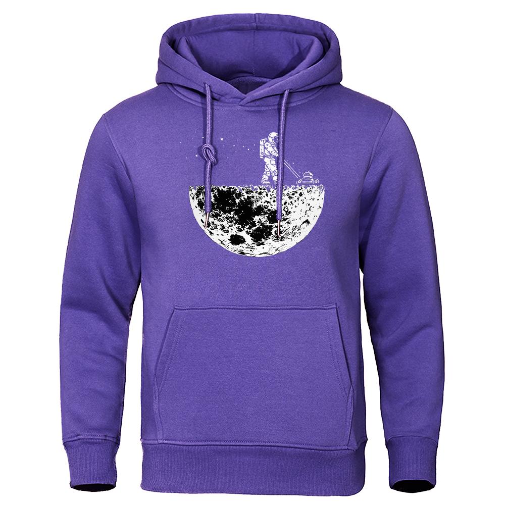 Astronauten Jäten Auf Dem Mond Kreativitätsdesign Einfacher Mann Sweatshirt Fleece Kapuzenpullover Herbst Hoodies Harajuku Unisex Kleidung