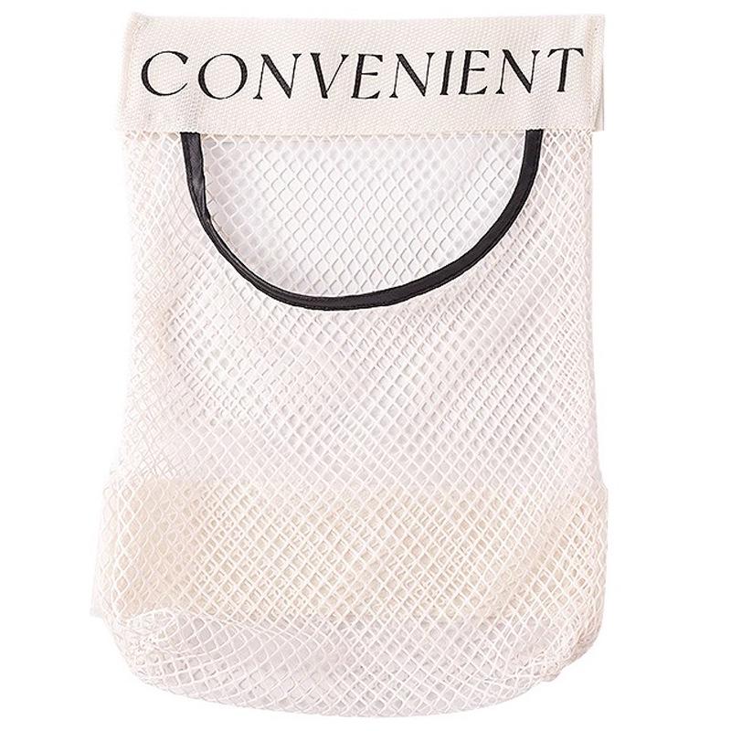 Wall-Mounted Mesh Kitchen Storage Bag - Large Opening, High Capacity Hanging Organizer