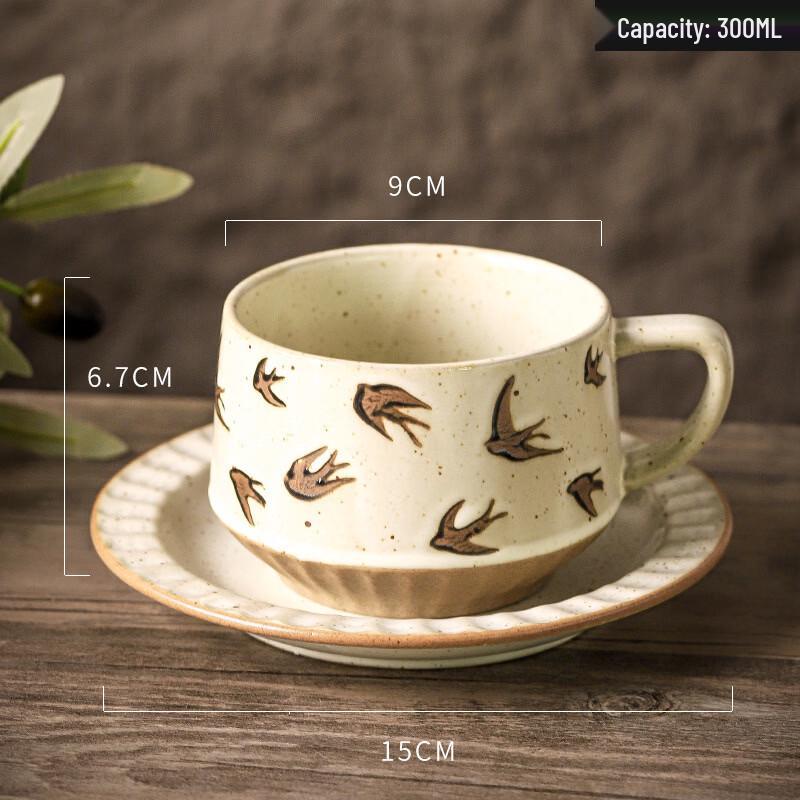 Rustic Ceramic Coffee Cup & Saucer Set