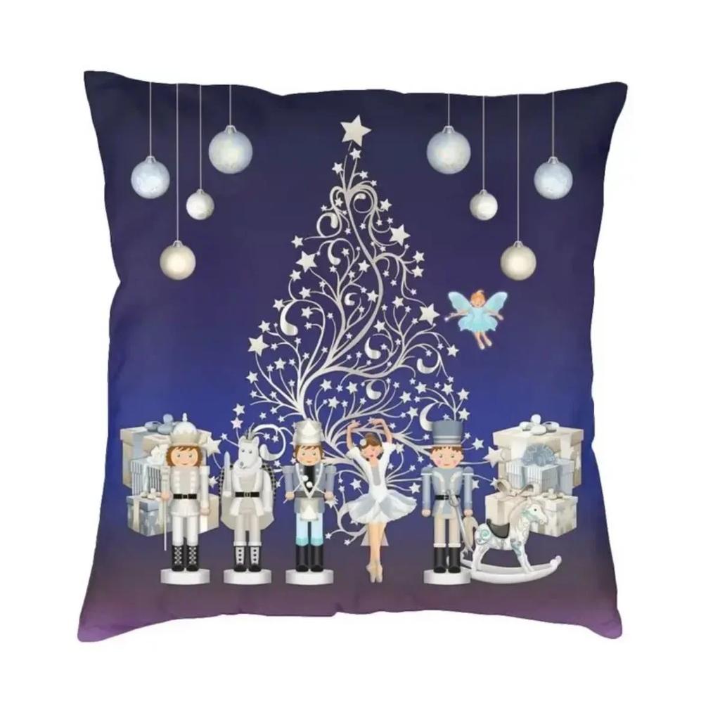 Nutcracker Soldier Toy Christmas Gift Cushion Cover Sofa Home Decorative Square Pillow Case 45x45cm