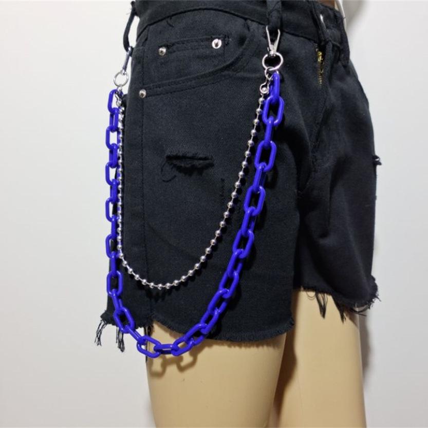 European & American Hip-Hop Style Double-Layer Fluorescent Acrylic Waist Chain with Pendant