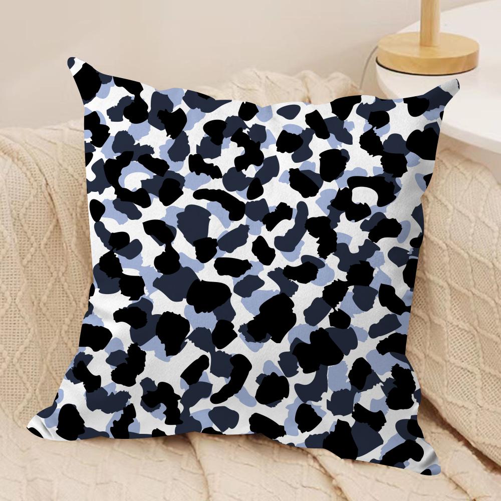 Leopard Print Texture Cushion Cover Soft Plush Fabric Double-Sided Printed Sofa Cushion Cover for All Seasons Home Decor Gift