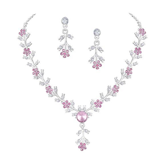 American Diamond Style Silver Plated Necklace with Earrings Jewellery Set for Women – Perfect for Party, Wedding, and Engagement