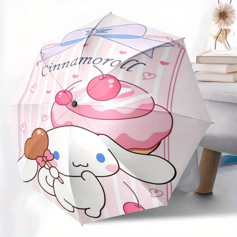 1pc Sanrio Cherry Cake Cinnamoroll Cartoon Umbrella, Portable 3-Fold Compact Umbrella, Suitable for Camping, Hiking and Travel, Ideal Easter Birthday