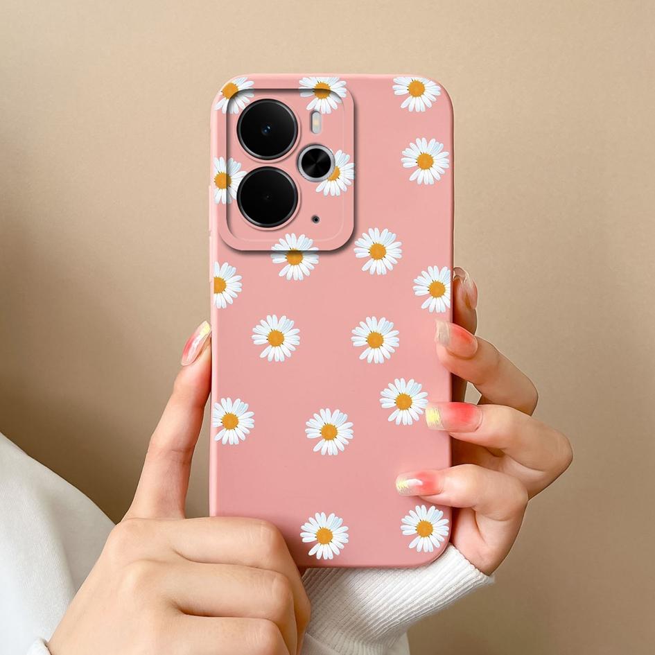 Für Oppo A5 Pro Realme P3 Narzo 60 30 10 C75x 14X 14 14T Schöne Sonnenblumen Gänseblümchen Handyhüllen Quadratisches Flüssigsilikon Stoßfestes Gehäuse Für Oppo Capa