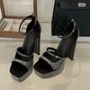 Women's Shoes Fashion High Heel Sandals Hollow Out Open Toe Sandals Platform Square Heels Shoes for Women Party Shoes Zapatos