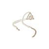 Chanel Gold Triangle Double C Rhinestone Metal Pearl Necklace Women necklace ABA532-B10512-NN117