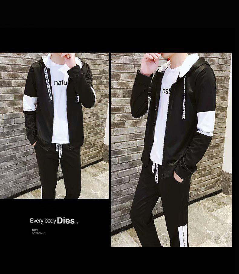 2019 Autumn Men's Two-Piece Set: Japanese Korean Style Hoodie & Sports Jacket
