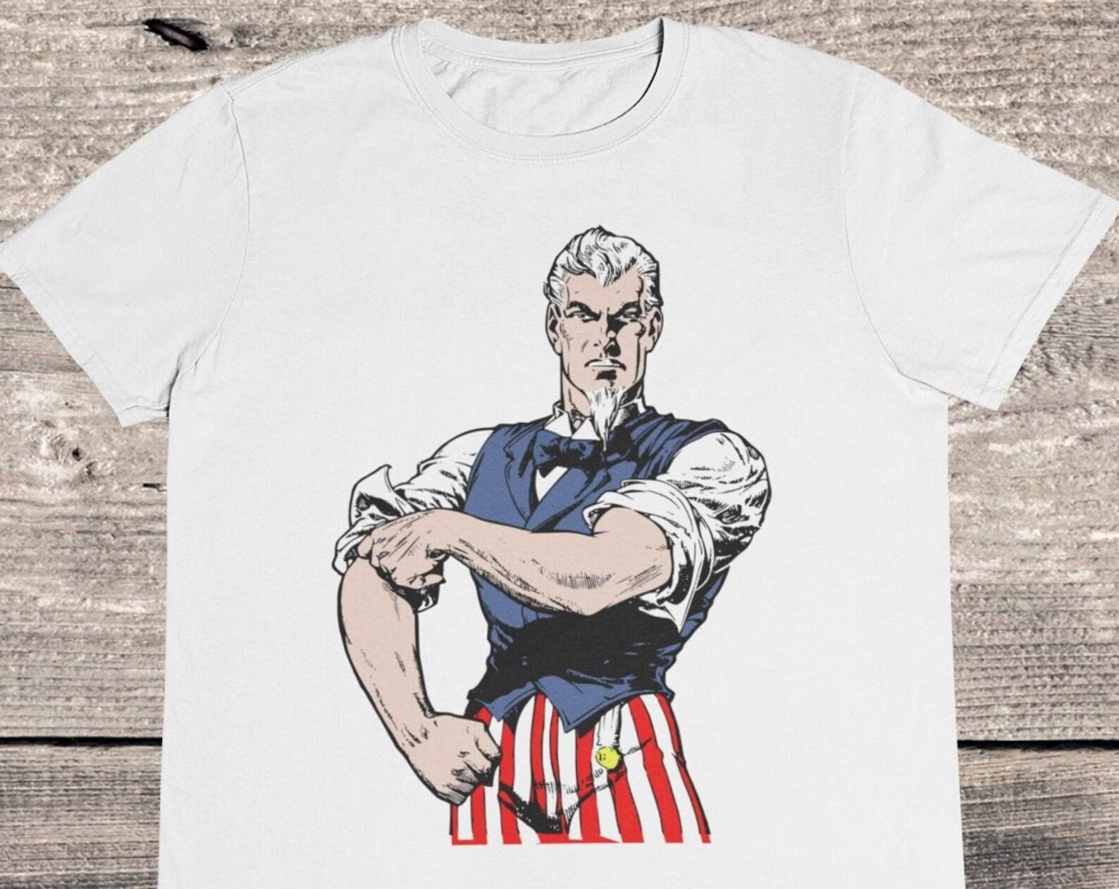 Retro Uncle Sam T-Shirt: Vintage Patriotic USA Cotton Tee L