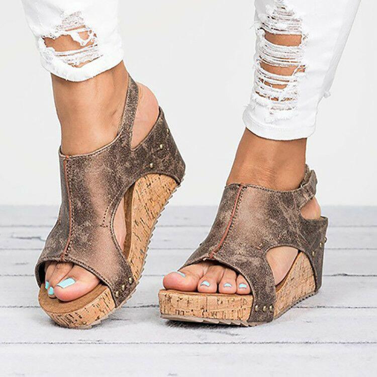 Women Sandals  Platform Sandals Wedges Shoes For Women Heels Sandalias Mujer Summer Shoes Leather Wedge Heels Sandals 43