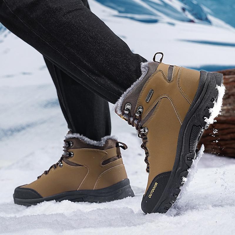 39-46 Men Winter Snow Boots For Waterproof Leather Sneakers Super Warm Men's Boots Outdoor Male Hiking Boots Work Shoes Size 39-48