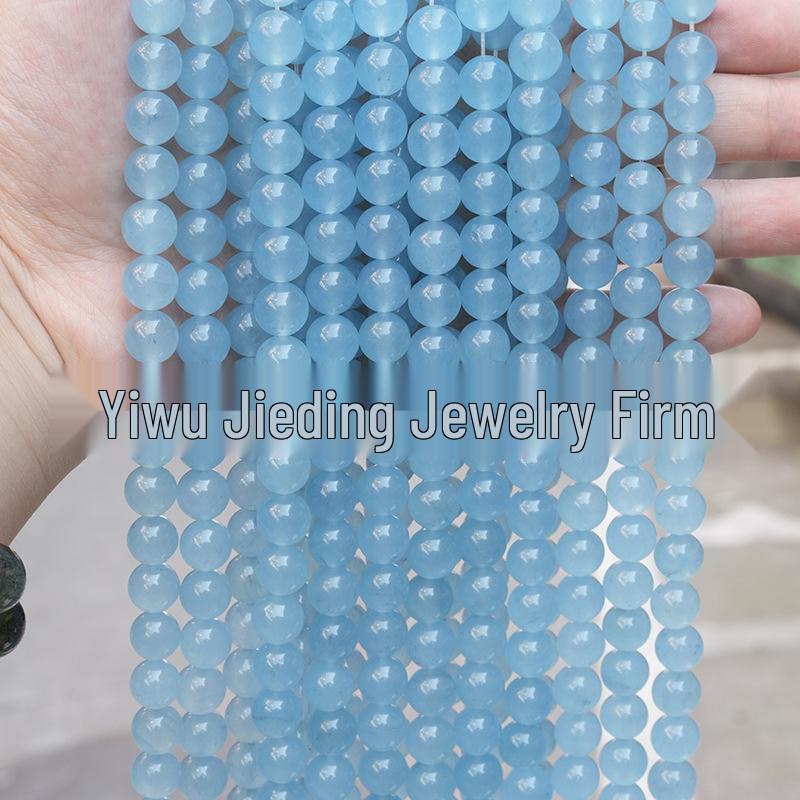 5A Transparent Ice Aquamarine Chalcedony Imitation Round Beads for DIY Handmade Jewelry, Light Blue Crystal.
