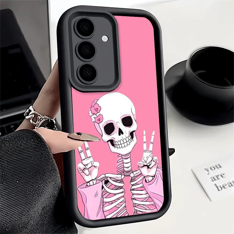 Handyhülle für Samsung Galaxy S26 S25 Ultra S24 FE Rosa Stil Totenkopf Hexe Schale S23 Plus S22 + S21 S20 5G Weiches Silikon Funda
