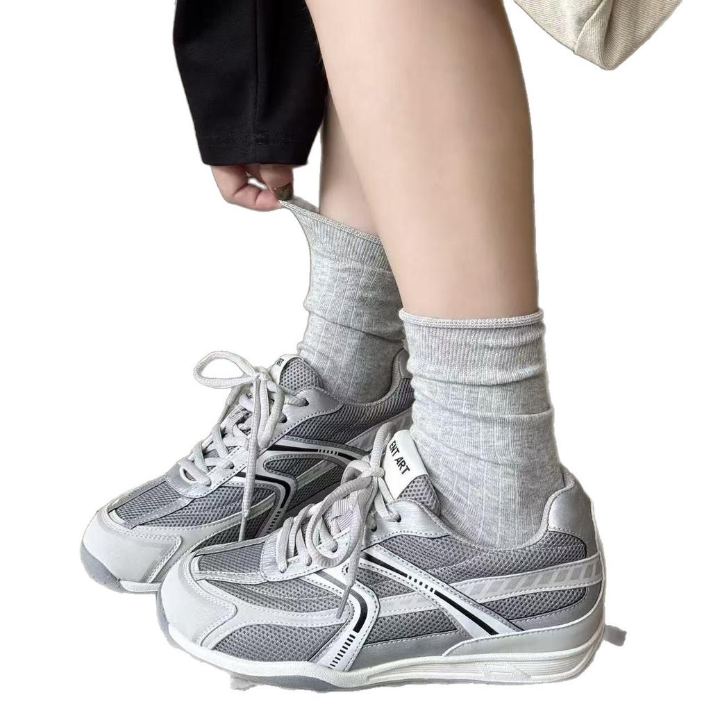 2025 autumn new invisible inner height increase 5CM thick-soled lace-up women's board shoes versatile casual sports shoes German training shoes