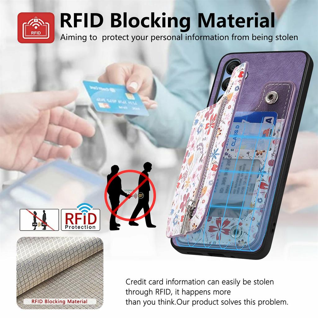 D10 For Samsung Galaxy A16 5G/A16 4G Case Pattern Kickstand Wallet Leather+TPU Phone Cover RFID Blocking