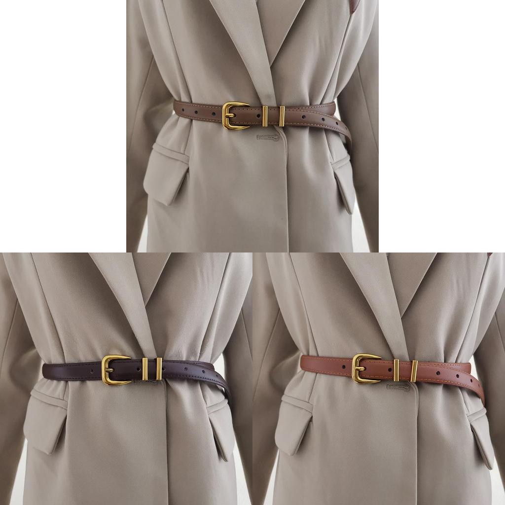 Handcrafted Real Leather Slim Waist Belt With Alloy Pin Buckle For Daily Style