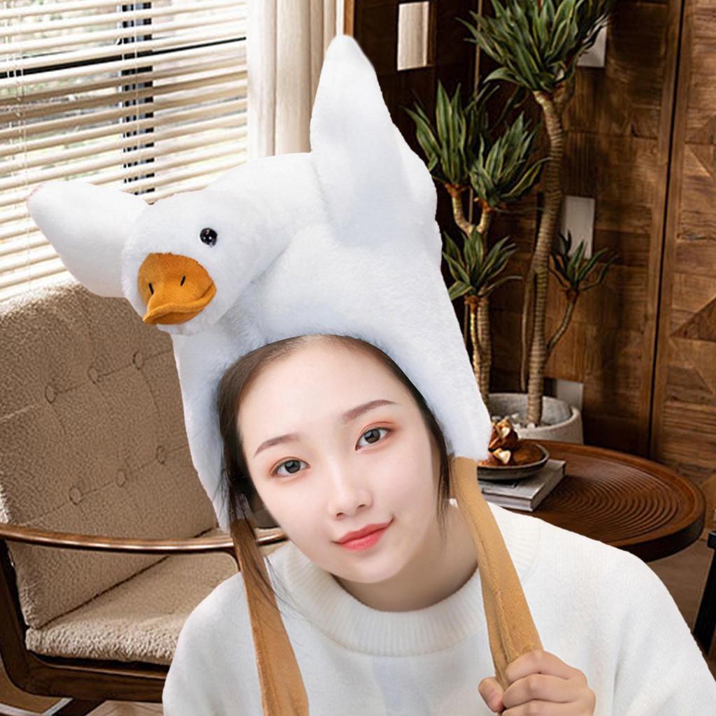 Goose Headwear Soft Plush Animal Hat Funny Costume Cap for Christmas Halloween Carnival Party Dress Up