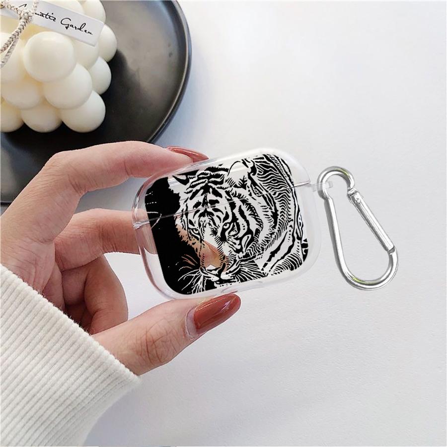 Clear Earphone Cases Cover Case For Airpods 1 Pro3 2 4 Pro2 Pro 3 Hollow Tiger Dragon