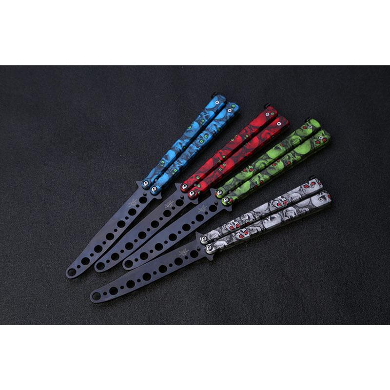 Buy Stainless Steel Folding Butterfly Knife Hair Comb Colorful Style