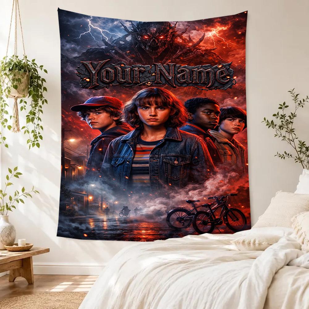 Stranger Things Custom Wall Tapestry Gift Personalized Tapestry Smooth Polyester Perfect for Bedroom Wall Four Seasons Decor Housewarming Gift