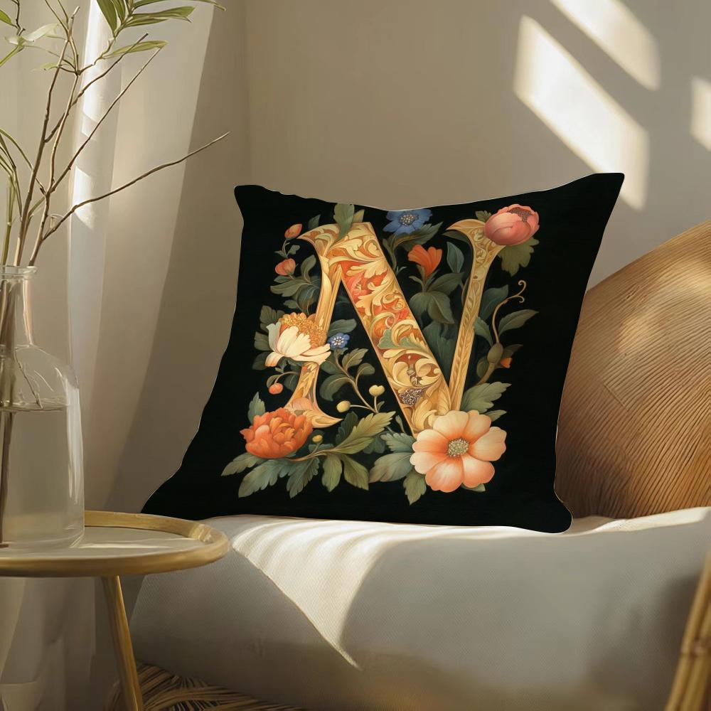 

Creative letter N Pillow Case Silky elegant Comfort Sofa Bed Invisible zipper 30cmx30cm