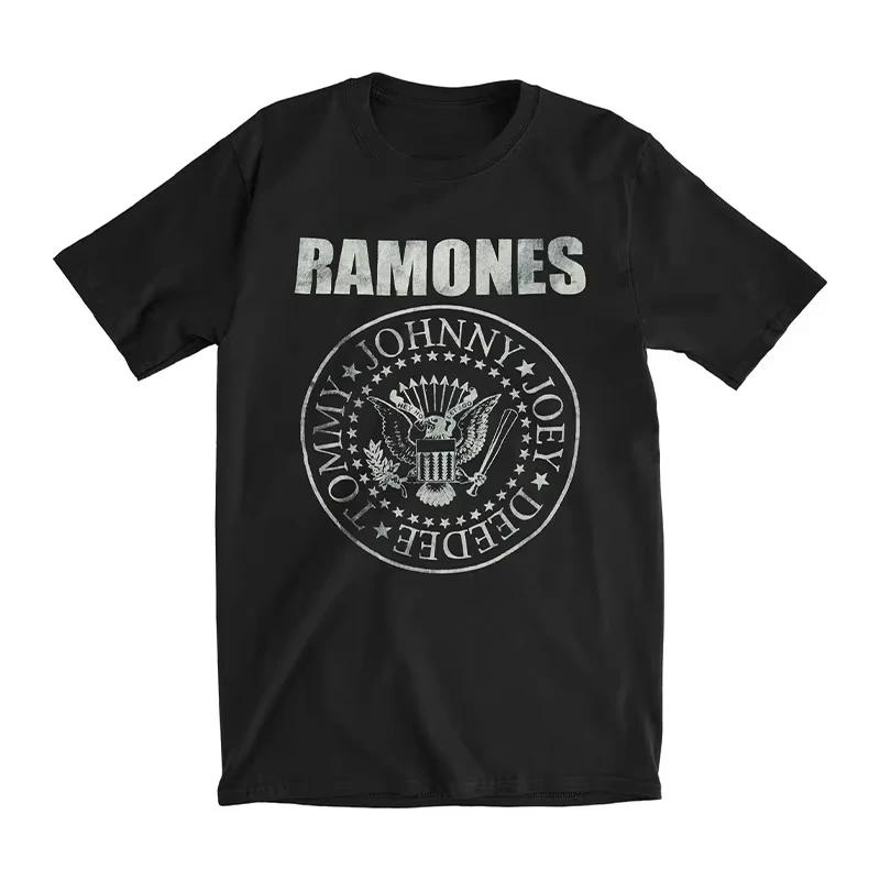 

2026 Hot Sale Punk Rock Band Ramones Graphic Print Tshirt Unisex Women Summer New Tee Streetwear Style Cotton Solf Casual Top Ins S