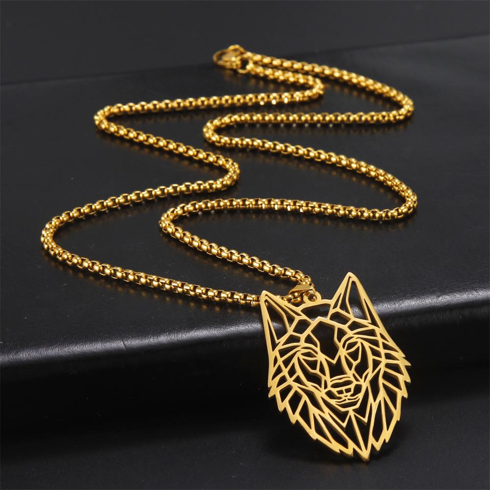 My shape Wolf Necklace for Men Women Stainless Steel Necklaces Men's chain Fashion Animal Male Necklace Punk Jewelry Boy Gifts