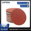 Disco de Lixa Jufeng Alumina Autoadesivo Flocado Areia Vermelha, Suporte de Veludo, Lixamento a Seco, 2-9 polegadas