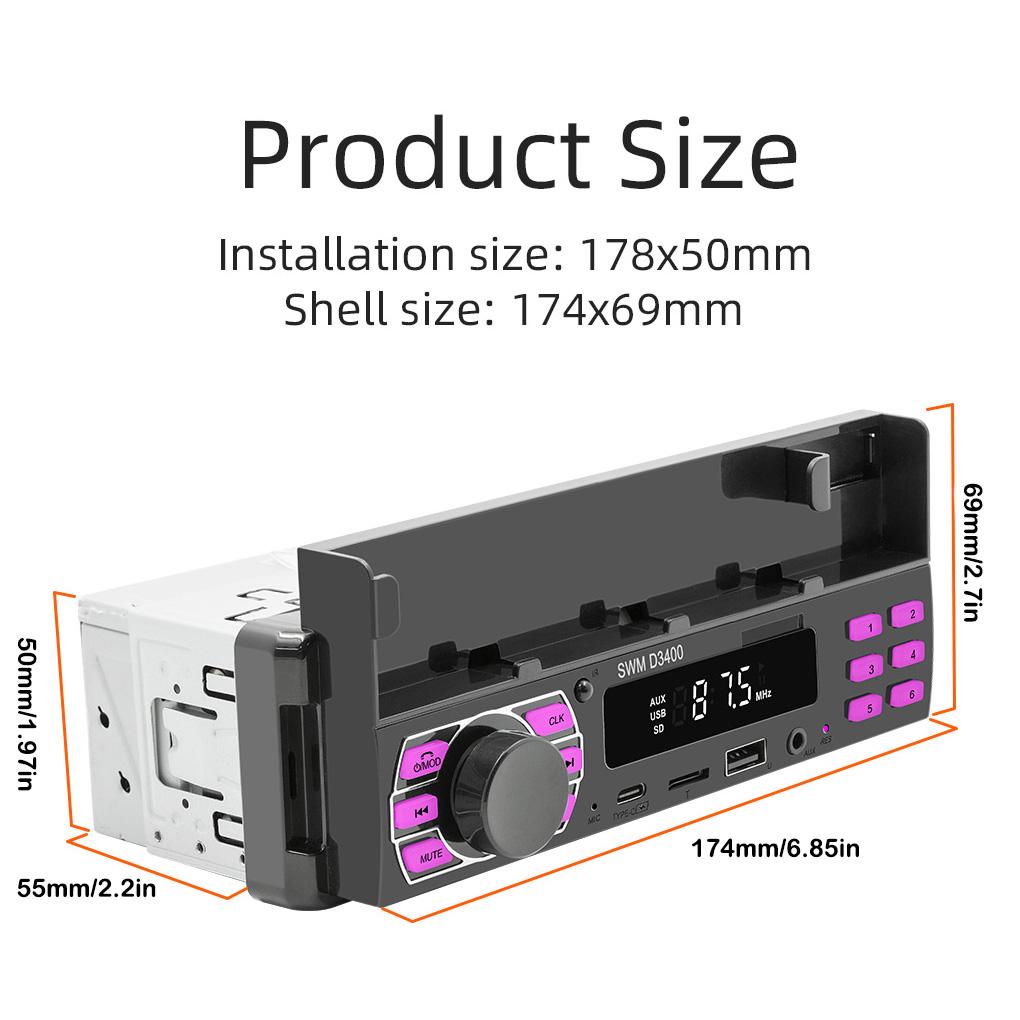Car Radio Bluetooth-compatible MP3 Player Multifunction Remote Stereo Tuner