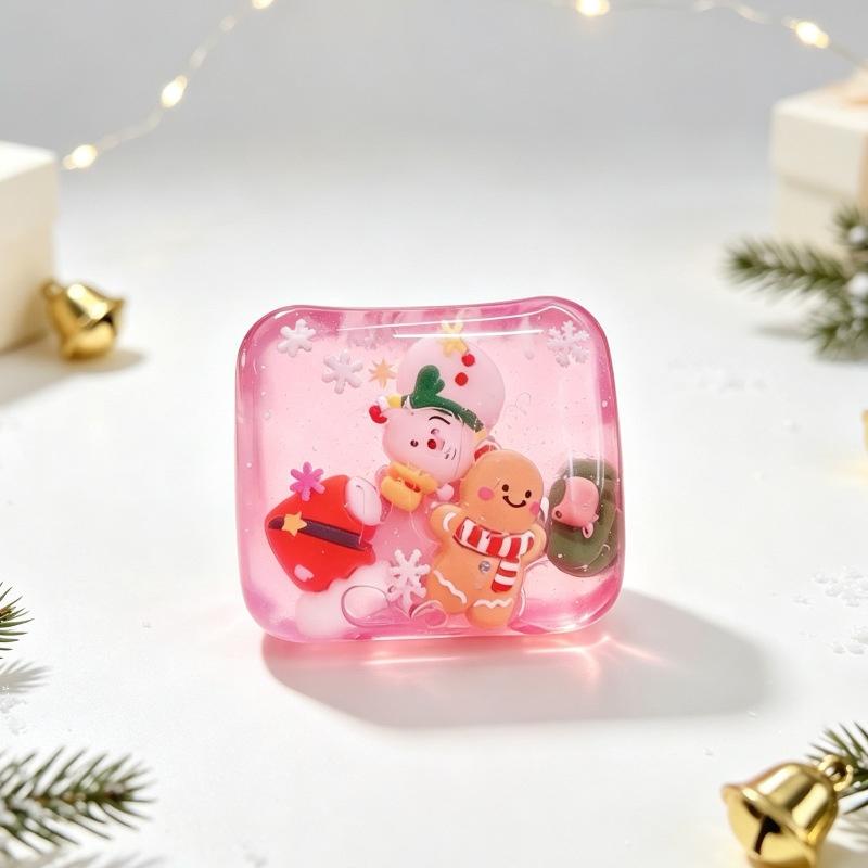 Cute Santa Reindeer Maltose Ice Block Fidget Toy Soft Slow‑Rebound Squeeze Stress Relief Toy Christmas Party Gift