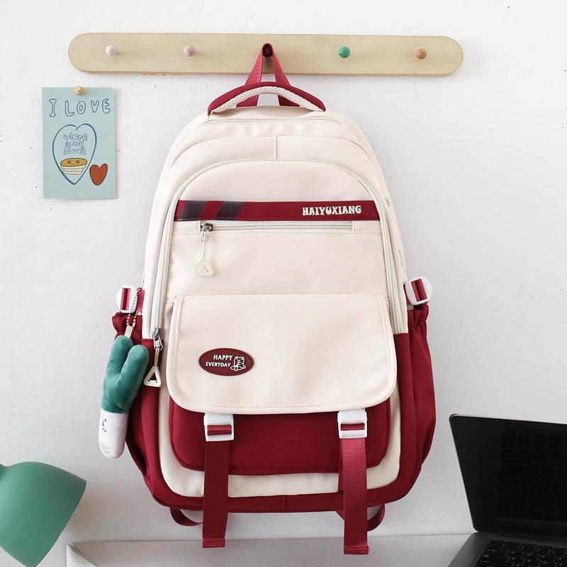 Schoolbag new schoolbag female Korean version ins large capacity middle and high school students backpack contrasting color primary school
