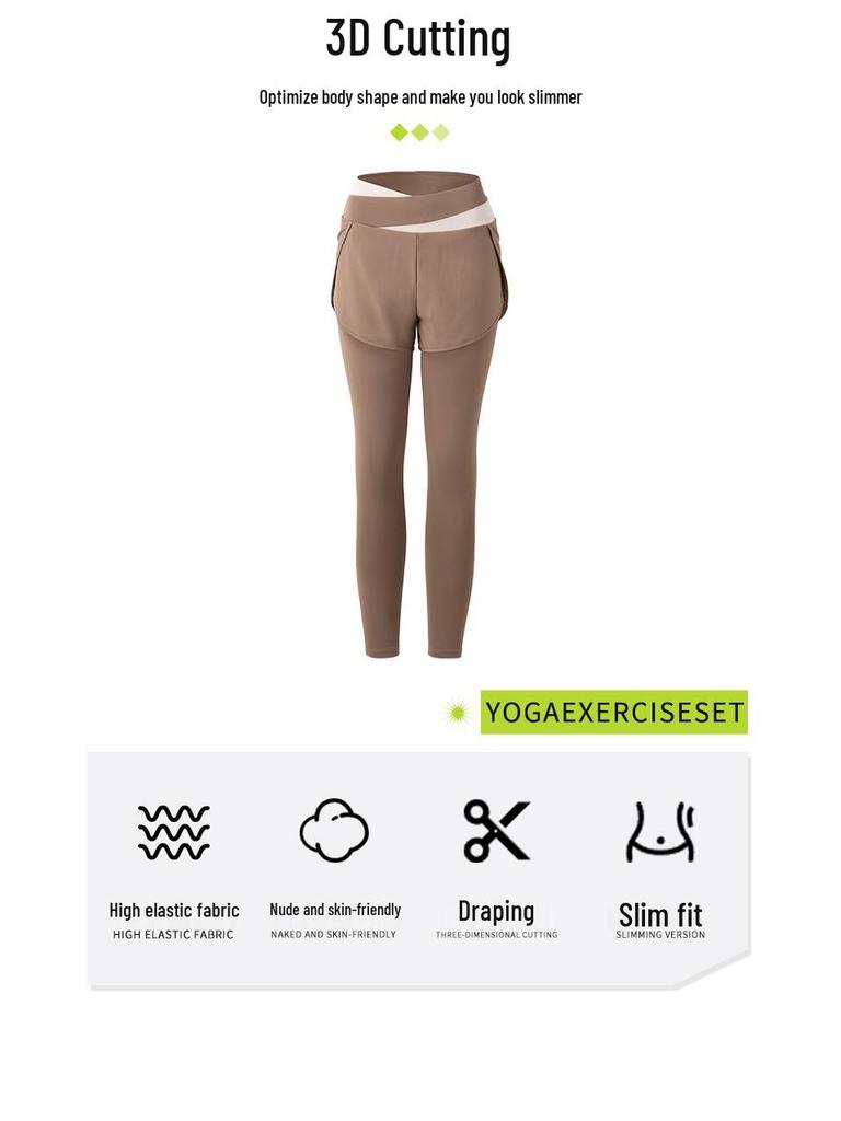 Nodin High-Waisted Colorblock Yoga Pants - Quick-Drying, Anti-Exposure, Elastic Tummy Control Fitness Leggings