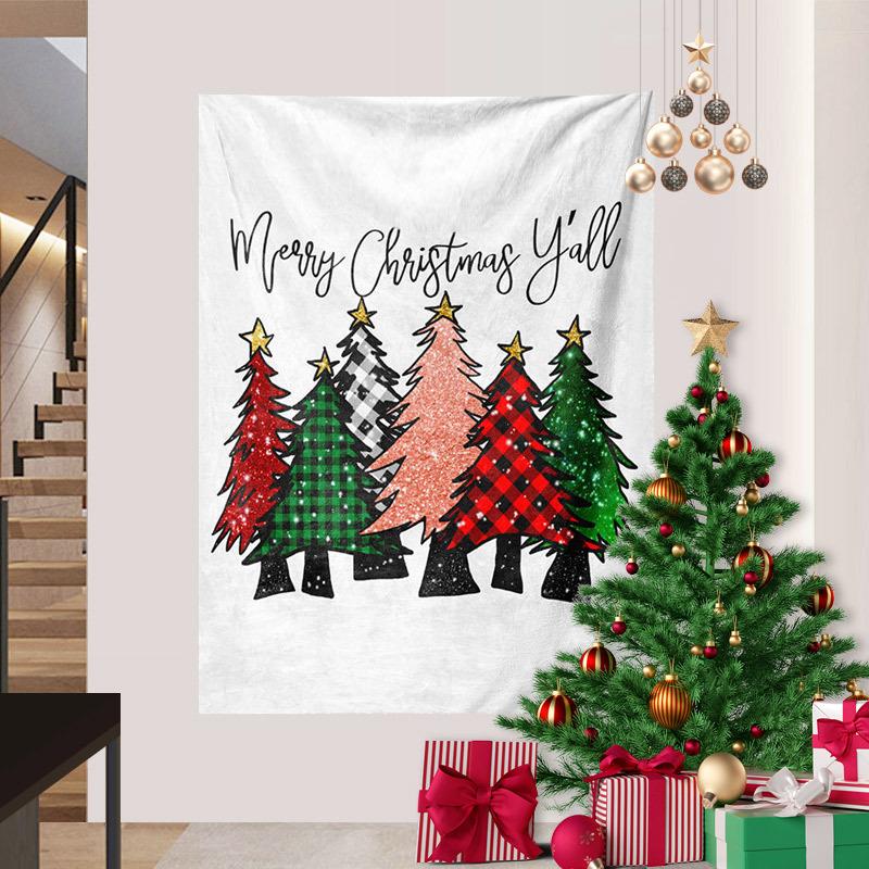 Cross-border Christmas Snowman Background Cloth Christmas Tree Wall Hanging Cloth Amazon Tapestry