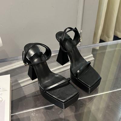 European and American Style with Thick Sole Women's Summer Thick Heel Hate Sky High Waterproof Table Small Man Height Increase Super High Heels Sandal